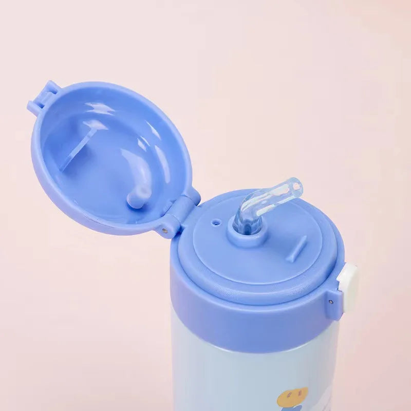 380ML Cute Cartoon Stainless Steel Thermos – Insulated Water Bottle with Straw
