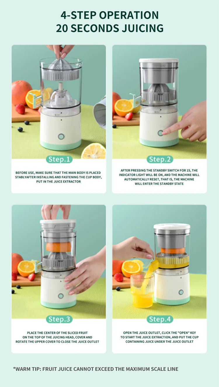 Fully Automatic Fruit Juicer Portable Household Juice Machine with Residue Separation