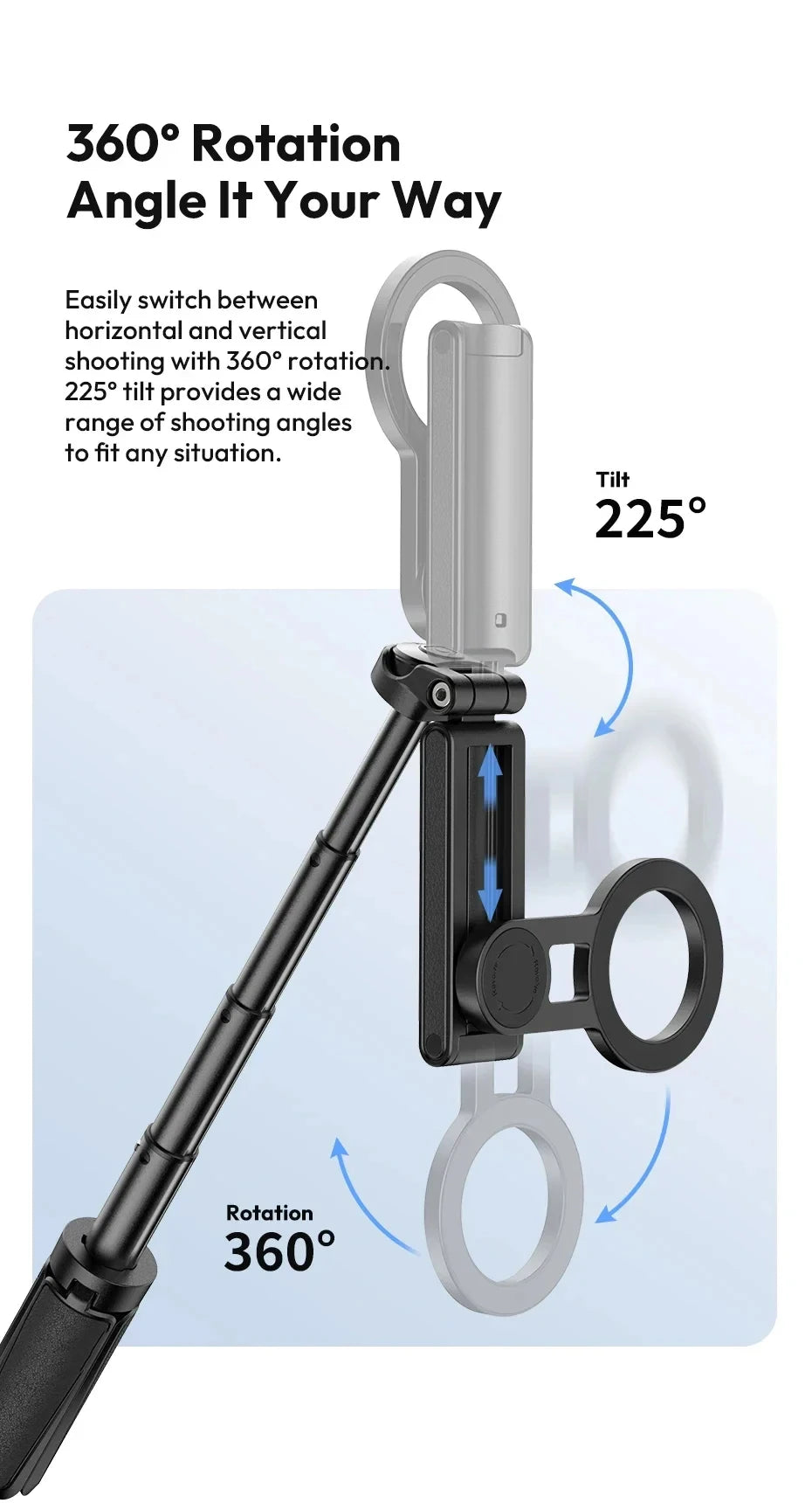 2026 Magnetic Selfie Stick Tripod with Remote – Extendable Phone Stand for iPhone, Samsung & Xiaomi