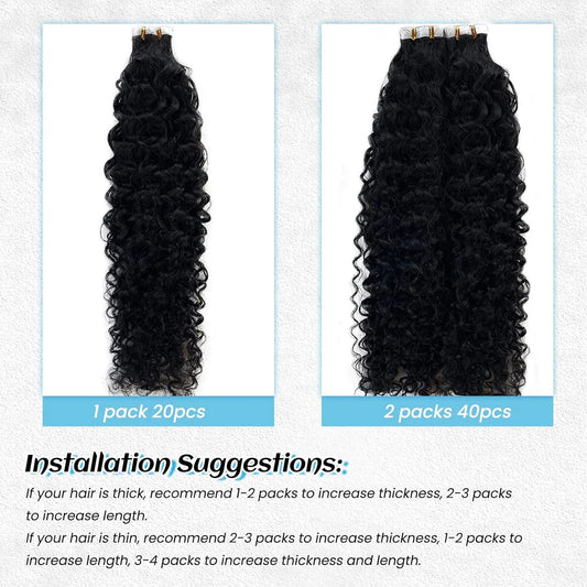 XBeauty SilkenWave™ Seamless Curl Extensions – 100% Real Brazilian Human Hair (Natural Black)