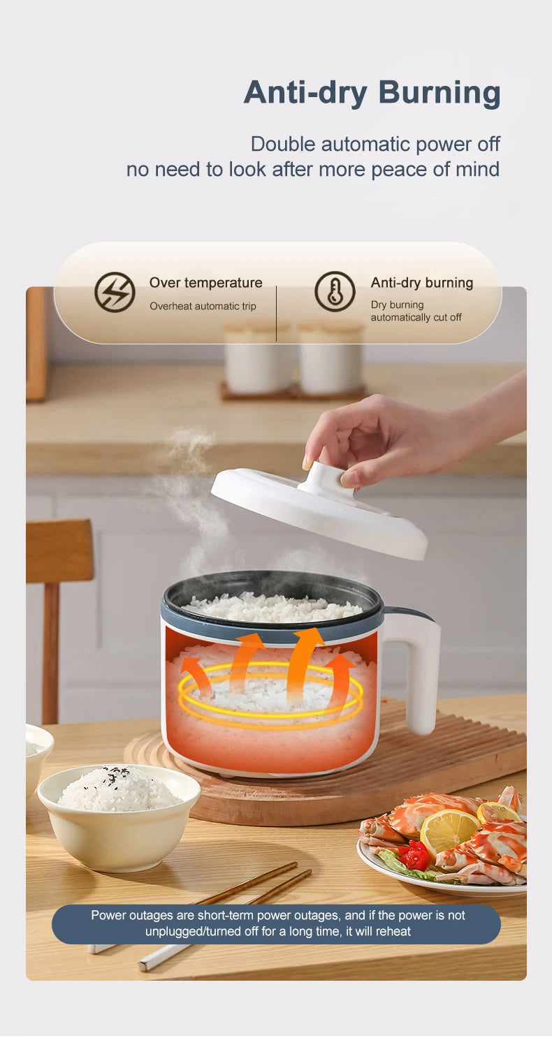 1.7L Electric Rice Cooker – Non-Stick Multi Cooker with Steamer, Smart Mechanical Controls, 220V