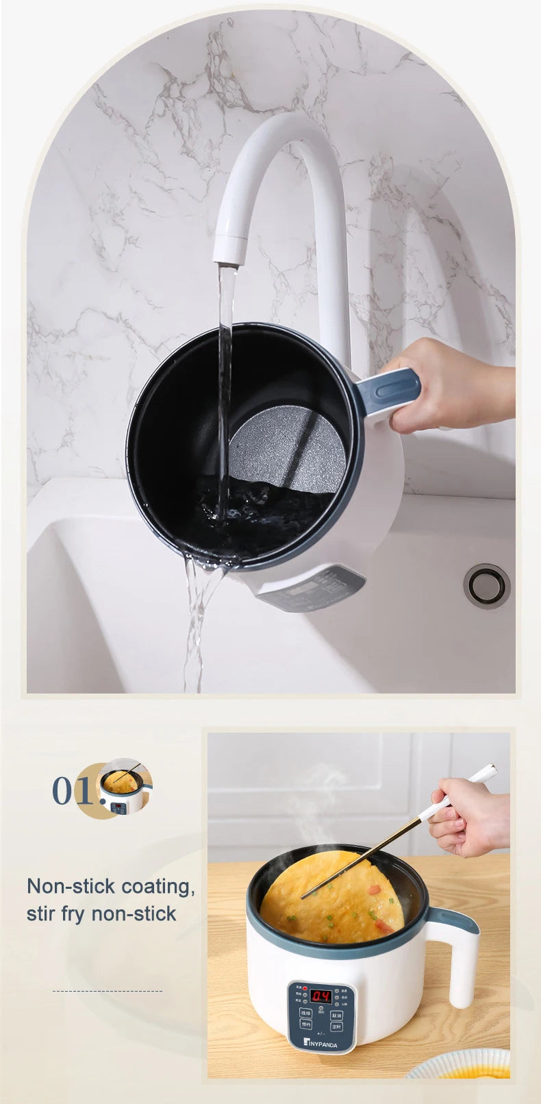 1.7L Electric Rice Cooker – Non-Stick Multi Cooker with Steamer, Smart Mechanical Controls, 220V