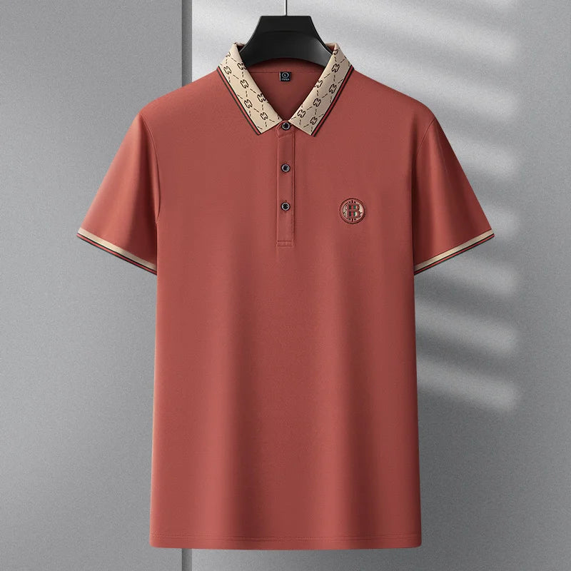 Men’s 2025 Ice Silk Embroidered Polo Shirt – Short Sleeve, High-End Breathable Summer T-Shirt