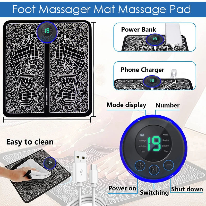 Electric Foot Massager Pad Muscle Stimulator for Pain Relief & Relaxation