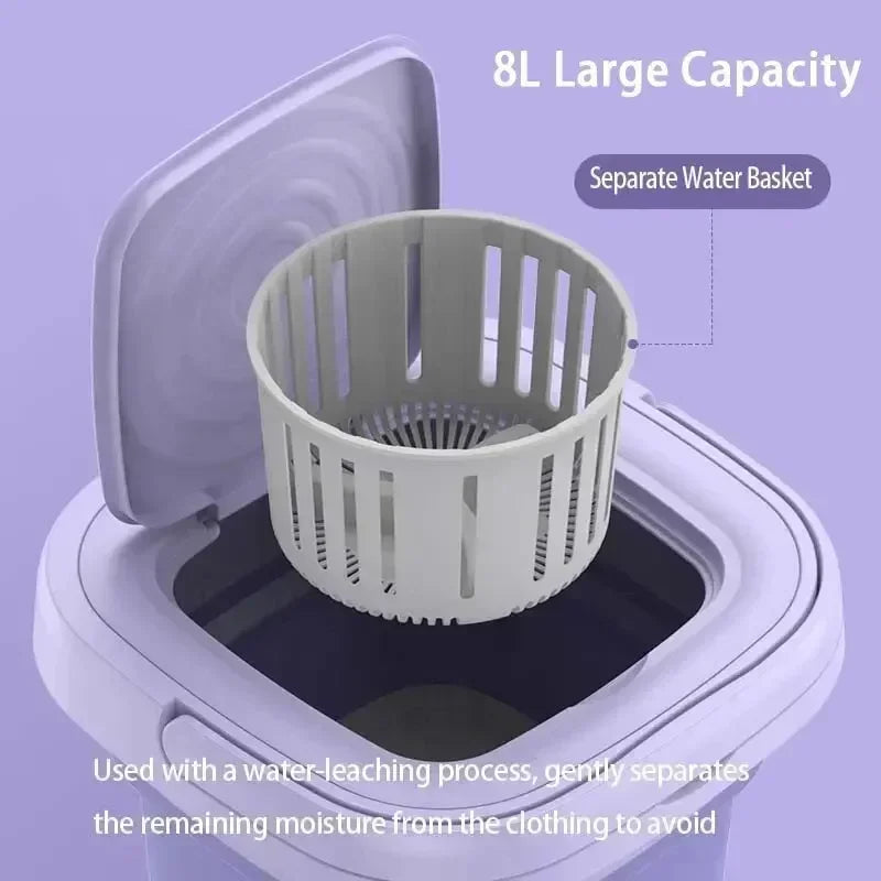 Mini Folding Washing Machine – 8L Portable Laundry Bucket for Dorms & Travel