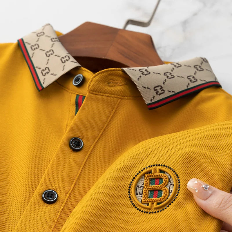 Men’s 2025 Ice Silk Embroidered Polo Shirt – Short Sleeve, High-End Breathable Summer T-Shirt