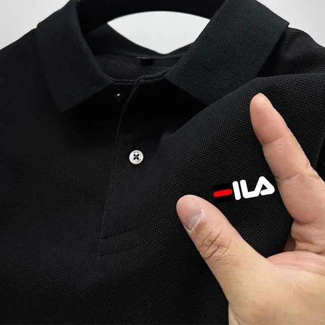 2025 Summer Men’s Embroidered Lapel Polo Shirt – Short Sleeve, Anti-Pilling, Casual Classic