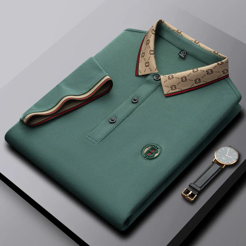 Men’s 2025 Ice Silk Embroidered Polo Shirt – Short Sleeve, High-End Breathable Summer T-Shirt