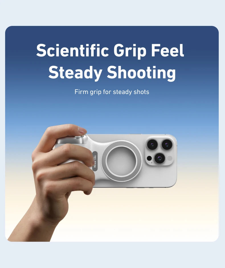 TELESIN Magnetic Phone Camera Grip with Remote – Shooting Handle for iPhone, Huawei & Samsung