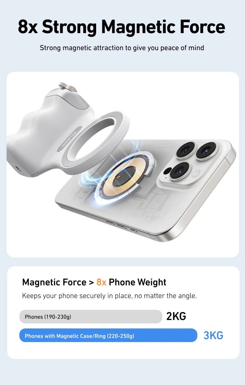 TELESIN Magnetic Phone Camera Grip with Remote – Shooting Handle for iPhone, Huawei & Samsung