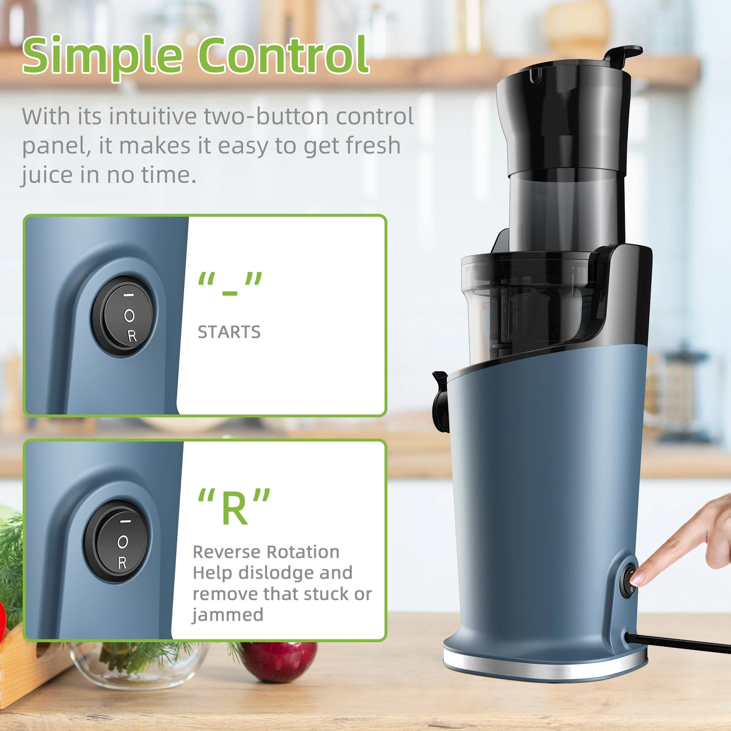 BioloMix Cold Press Juicer – 200W Slow Masticating Juice Extractor with 78mm Wide Feed Chute for Whole Fruits and Vegetables