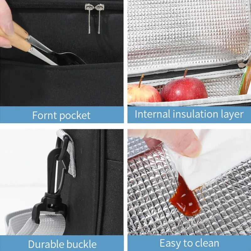 Thermal Insulated Lunch Bag – Waterproof, Thickened, Large Capacity with Adjustable Strap