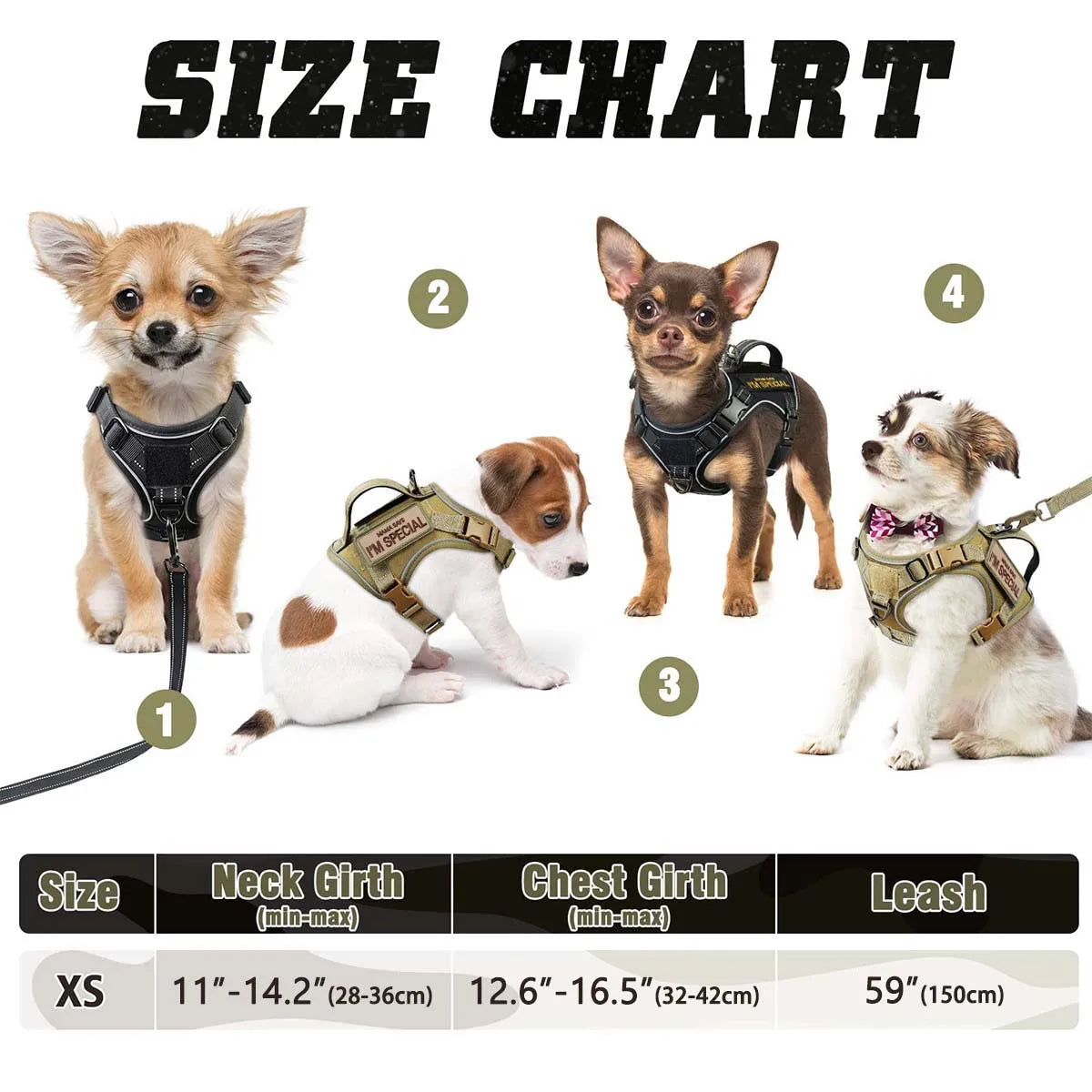 Tactical Dog Harness – Military-Style Vest with Handle & Reflective Straps (Small Dogs)