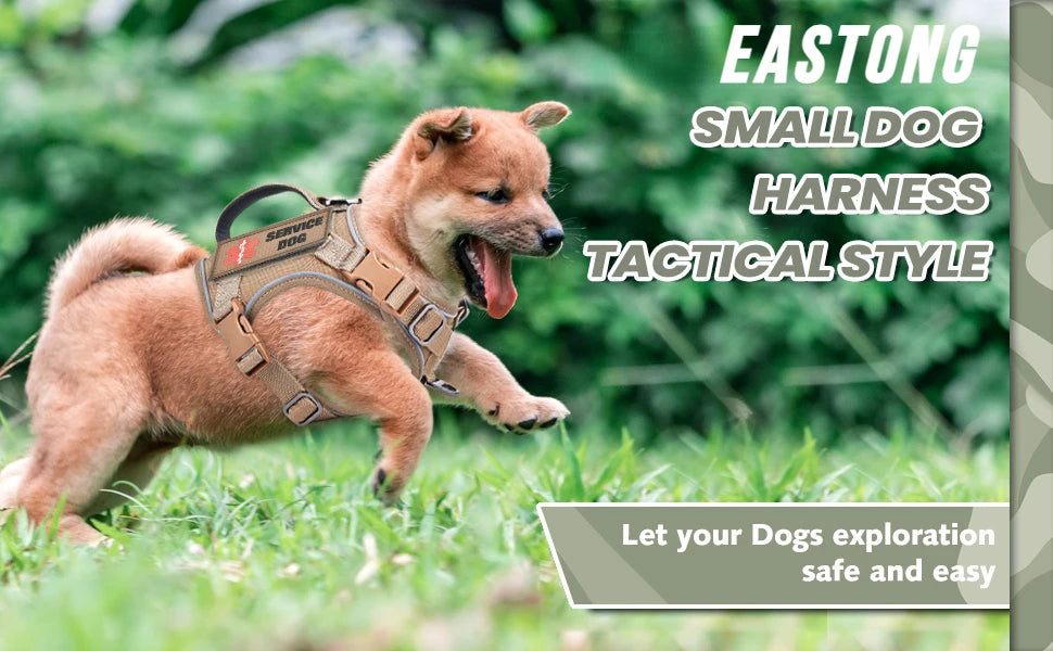 Tactical Dog Harness – Military-Style Vest with Handle & Reflective Straps (Small Dogs)