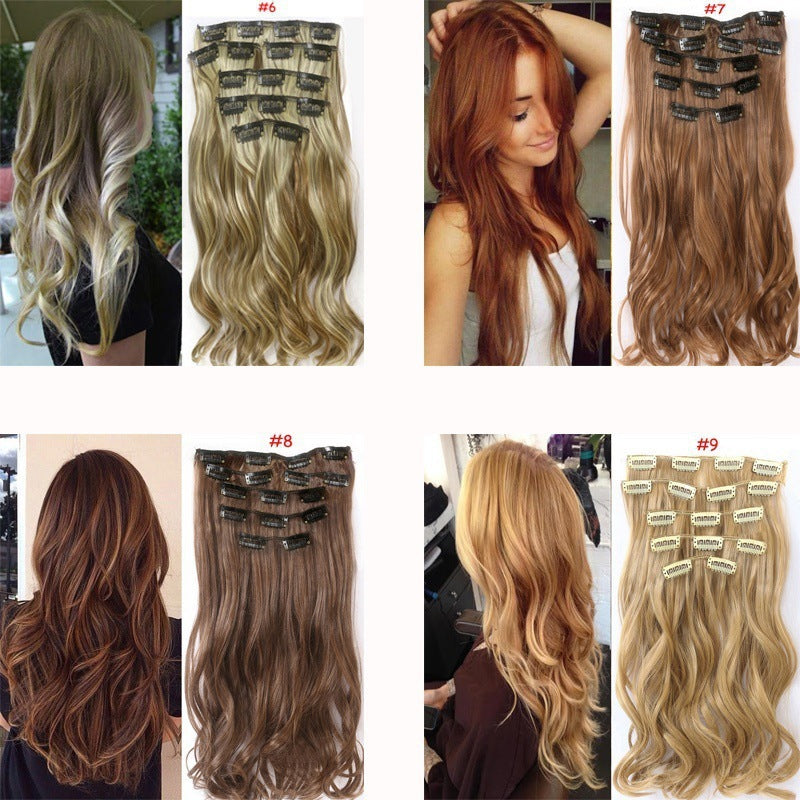 Straight Clip-In Hair Extensions – 55cm-60cm Heat-Resistant Fiber