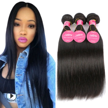 Real Human Hair Straight Wave Extensions – Natural Color Weft Curtain Wig