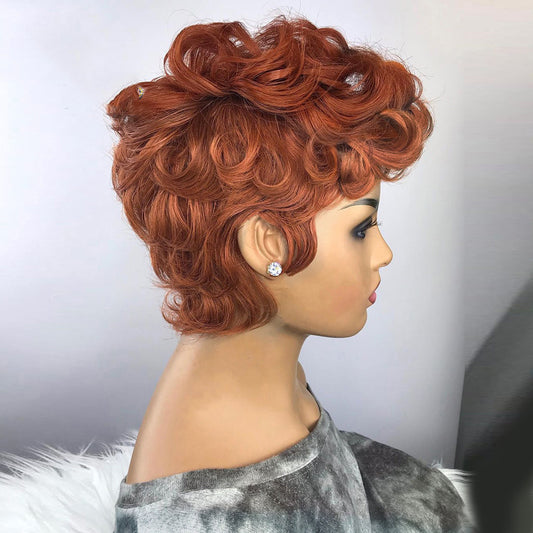 Fluffy Short Curly Wig in Vibrant Orange – Soft Synthetic Hair