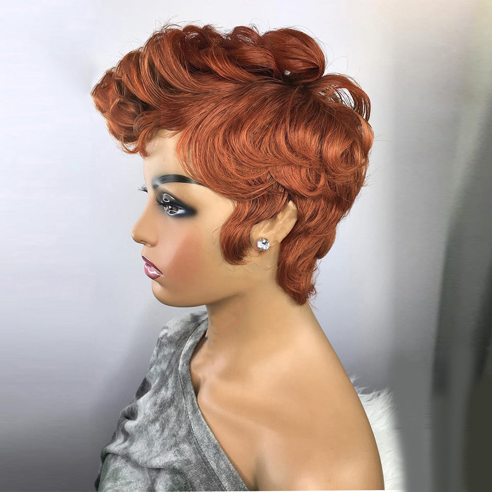 Fluffy Short Curly Wig in Vibrant Orange – Soft Synthetic Hair