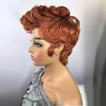 Fluffy Short Curly Wig in Vibrant Orange – Soft Synthetic Hair