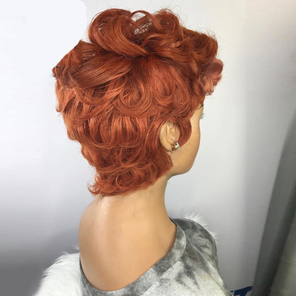 Fluffy Short Curly Wig in Vibrant Orange – Soft Synthetic Hair