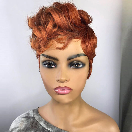 Fluffy Short Curly Wig in Vibrant Orange – Soft Synthetic Hair