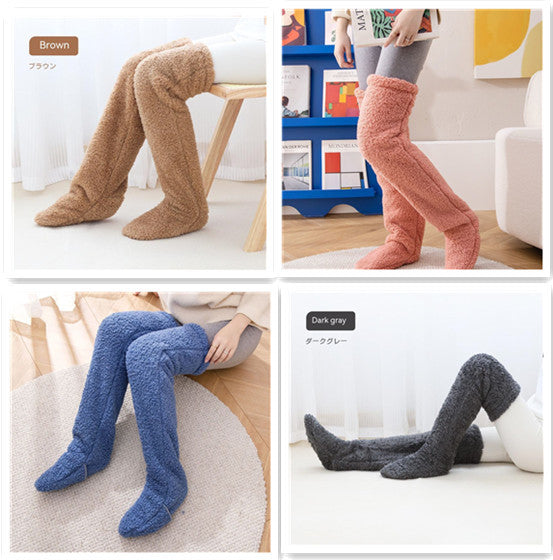 Goodbye Cold Nights! Cozy Over-Knee Fuzzy Socks for Snug Winter Warmth