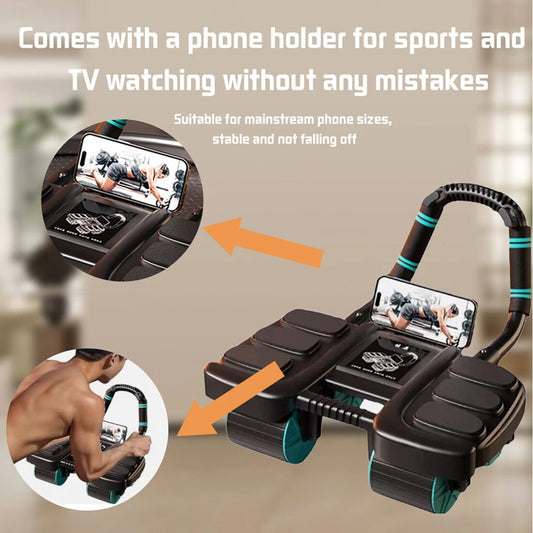 Train Smarter & Safer: Healthy Belly Wheel 4-Wheel Ab Roller with Elbow Support