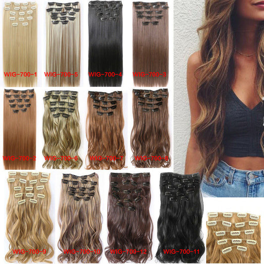 Straight Clip-In Hair Extensions – 55cm-60cm Heat-Resistant Fiber