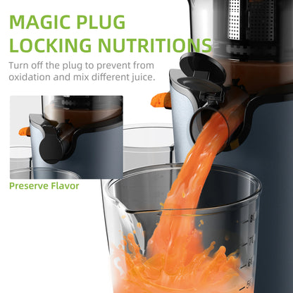 BioloMix Cold Press Juicer – 200W Slow Masticating Juice Extractor with 78mm Wide Feed Chute for Whole Fruits and Vegetables