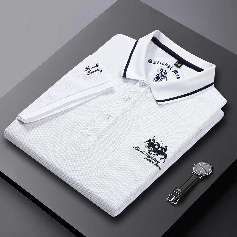 Summer Men’s Embroidered Polo Shirt – Short Sleeve Luxury Casual Lapel T-Shirt, Breathable Lightweight Top