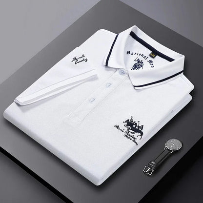 Summer Men’s Embroidered Polo Shirt – Short Sleeve Luxury Casual Lapel T-Shirt, Breathable Lightweight Top