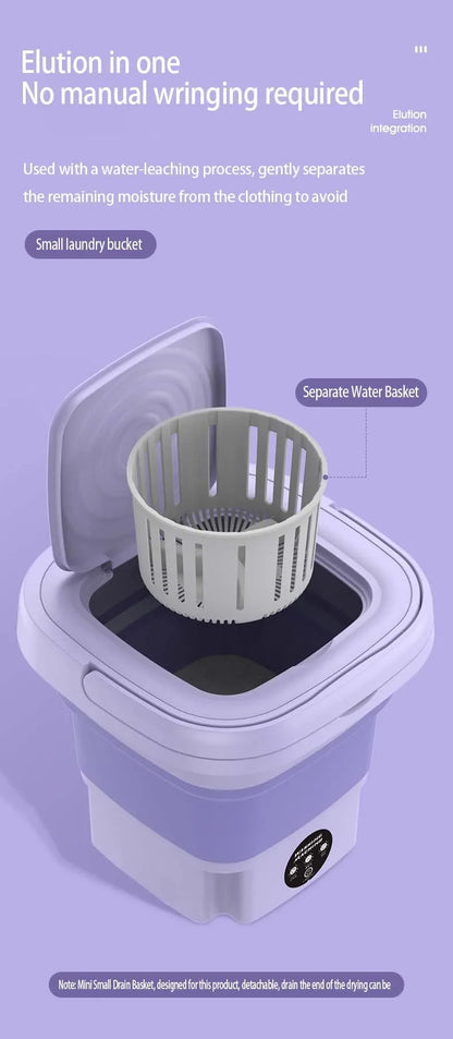 Mini Folding Washing Machine – 8L Portable Laundry Bucket for Dorms & Travel