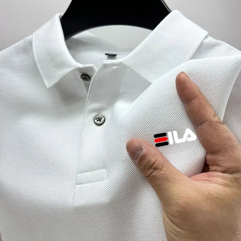 2025 Summer Men’s Embroidered Lapel Polo Shirt – Short Sleeve, Anti-Pilling, Casual Classic
