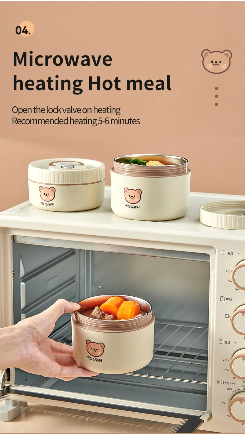 Stainless Steel Thermal Bento Lunch Box Large Capacity Insulated Food Container