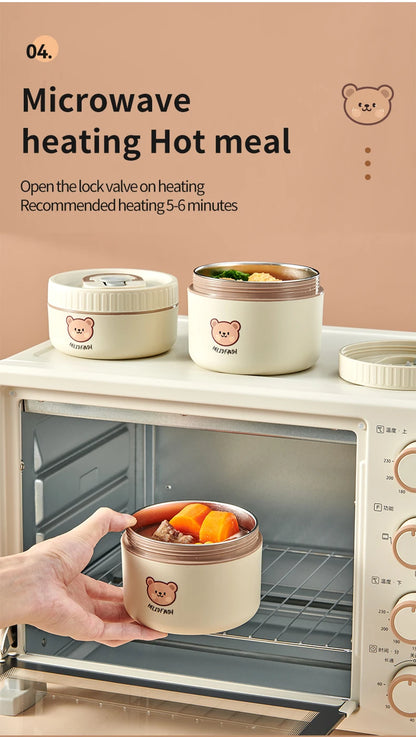 Stainless Steel Thermal Bento Lunch Box Large Capacity Insulated Food Container