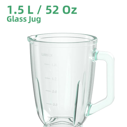 Powerful BioloMix 1300W Glass Blender – 1.5 L Jar & Personal Cup for Smoothies, Frozen Drinks and Sauces