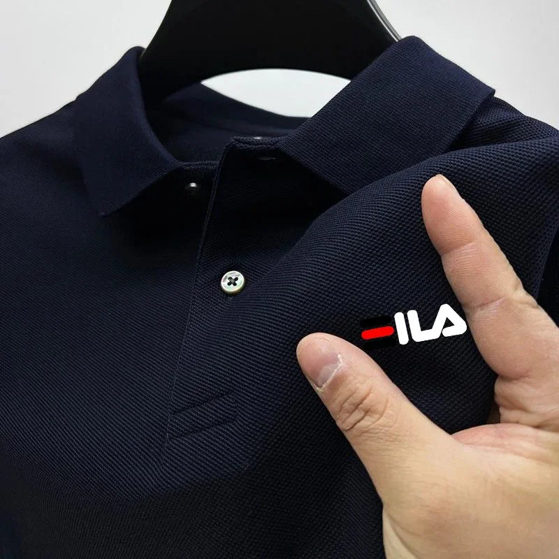 2025 Summer Men’s Embroidered Lapel Polo Shirt – Short Sleeve, Anti-Pilling, Casual Classic