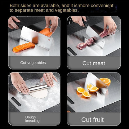 316 Stainless Steel Double-Sided Cutting Board – Durable Kitchen Chopping Block for Meat, Dough & Veggies