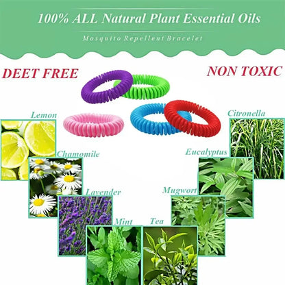 Waterproof Citronella Mosquito Repellent Wristbands – 10 Pack with 6 Patches