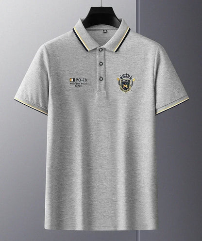 Men’s Embroidered Polo Shirt with Complimentary Wristwatch – Summer Short Sleeve Casual Set