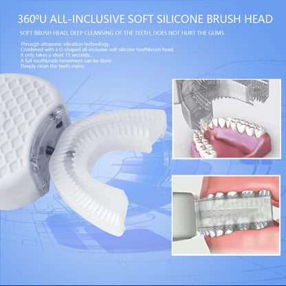 U-Shaped Sonic Electric Toothbrush for Adults - Teeth Whitening Oral Cleaner with Gum Care & Rechargeable Design