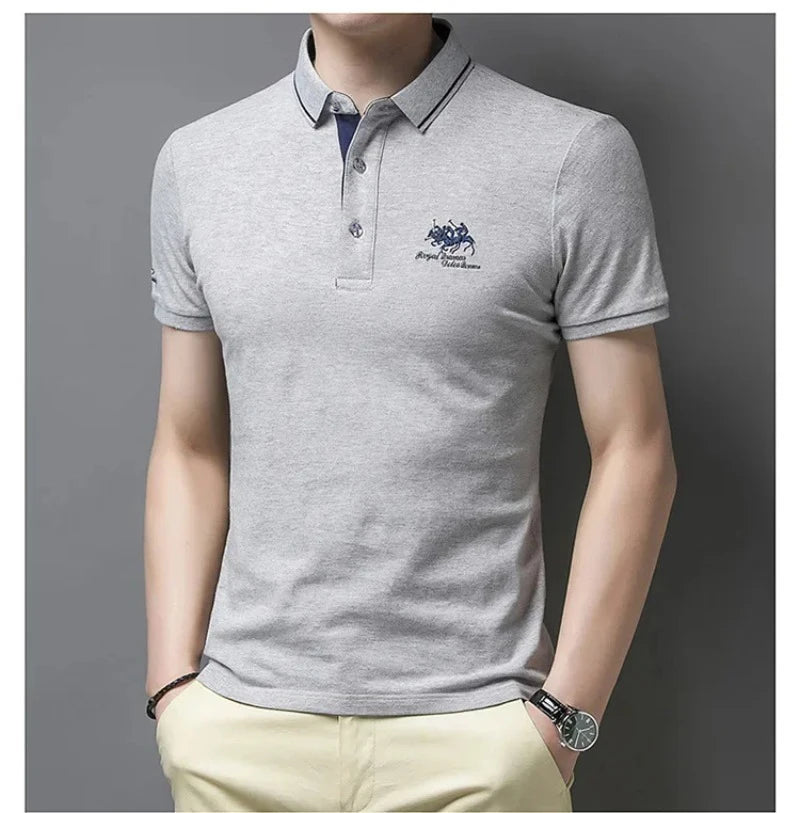 Summer Men’s Embroidered Polo Shirt – Short Sleeve Luxury Casual Lapel T-Shirt, Breathable Lightweight Top