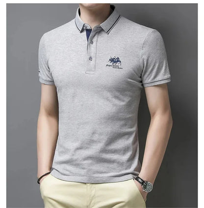 Summer Men’s Embroidered Polo Shirt – Short Sleeve Luxury Casual Lapel T-Shirt, Breathable Lightweight Top