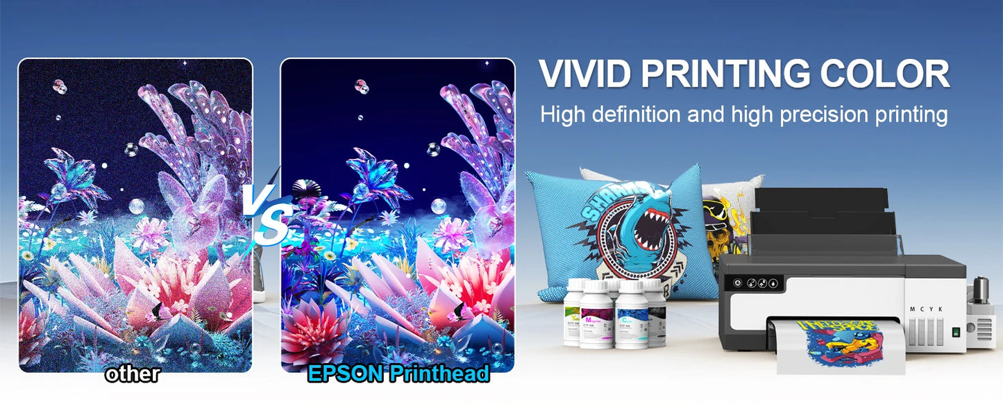 FlexiFilm XP600 DTF Printer Kit – 8.5"/13" A4/A3 Direct-to-Film Machine for T-Shirts & Apparel