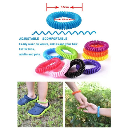 Waterproof Citronella Mosquito Repellent Wristbands – 10 Pack with 6 Patches