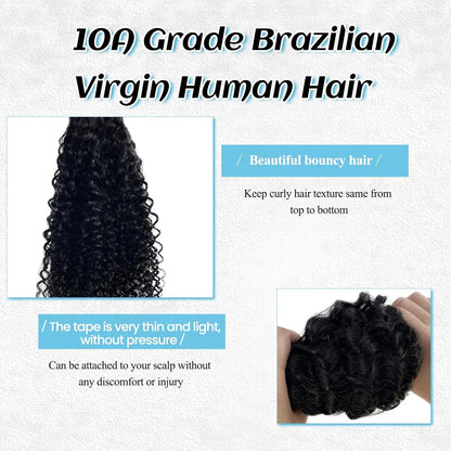 XBeauty SilkenWave™ Seamless Curl Extensions – 100% Real Brazilian Human Hair (Natural Black)