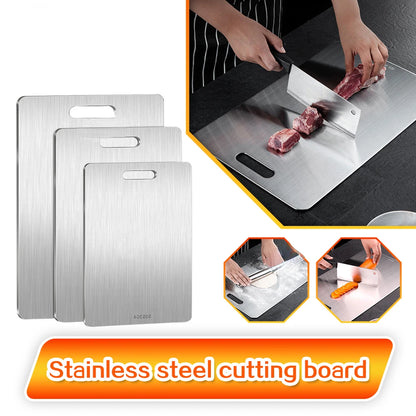 316 Stainless Steel Double-Sided Cutting Board – Durable Kitchen Chopping Block for Meat, Dough & Veggies