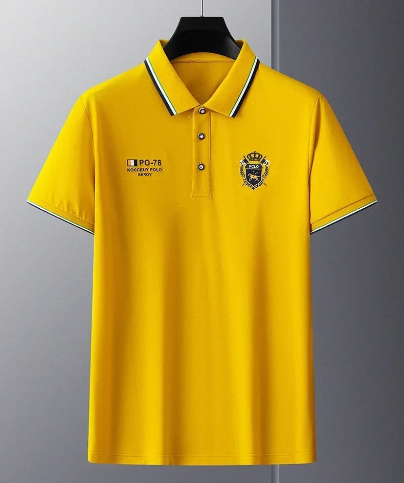 Men’s Embroidered Polo Shirt with Complimentary Wristwatch – Summer Short Sleeve Casual Set