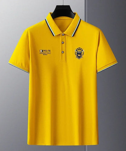 Men’s Embroidered Polo Shirt with Complimentary Wristwatch – Summer Short Sleeve Casual Set