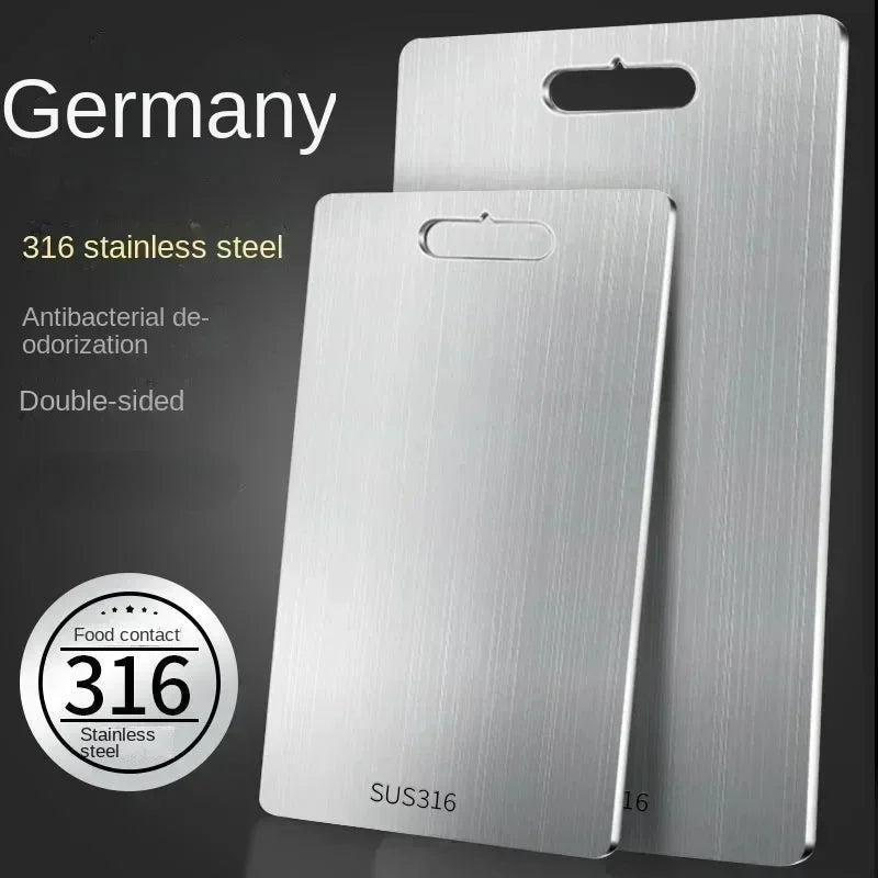 316 Stainless Steel Double-Sided Cutting Board – Durable Kitchen Chopping Block for Meat, Dough & Veggies
